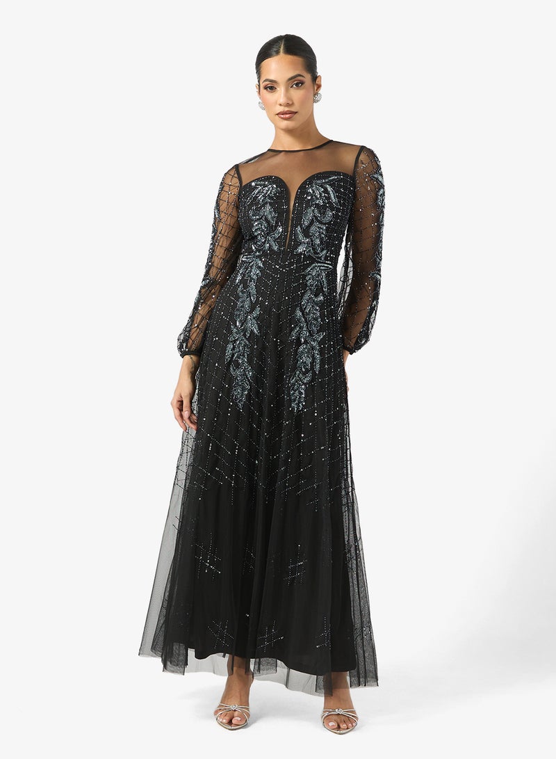 Frock and Frill Frill Detailed Embellished Maxi Dress - Image 1