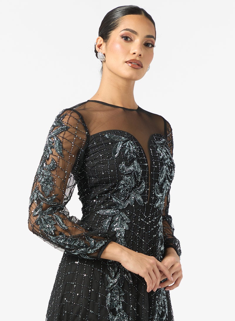 Frock and Frill Frill Detailed Embellished Maxi Dress - Image 3