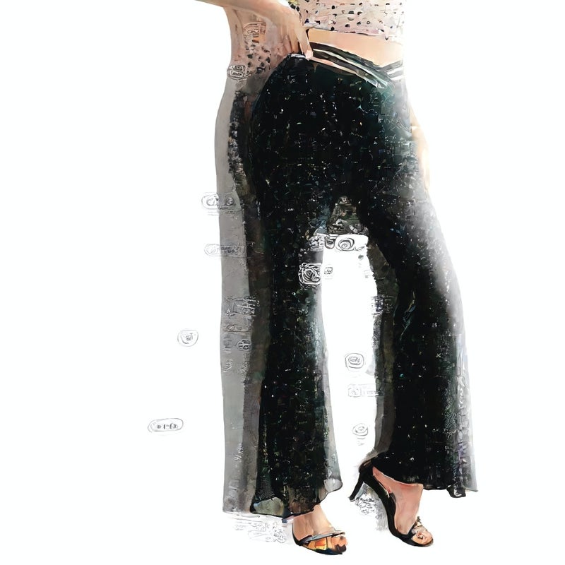 High Waist Sheer Mesh Flared Pants Women Summer Casual Loose Fit Trousers - Image 5