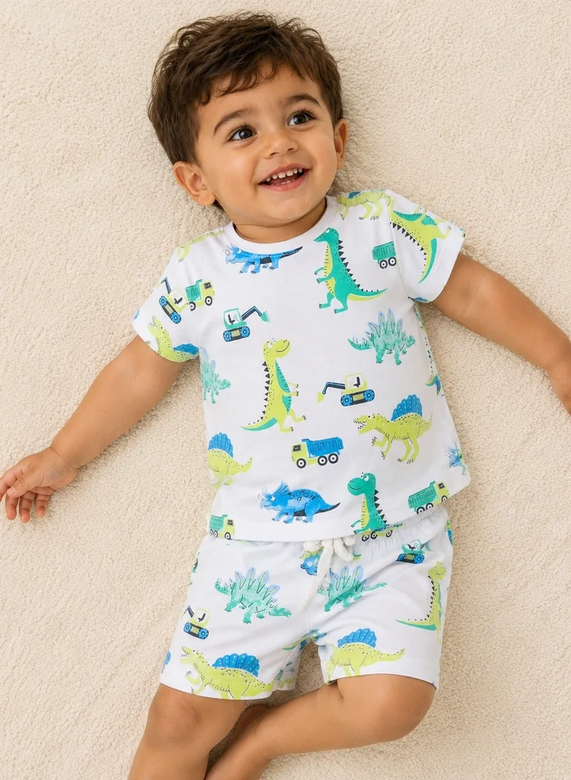 فكتور اند جين Infant Boys Dinosaur Print Cotton Pajama Set