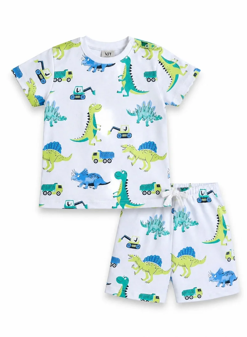فكتور اند جين Infant Boys Dinosaur Print Cotton Pajama Set