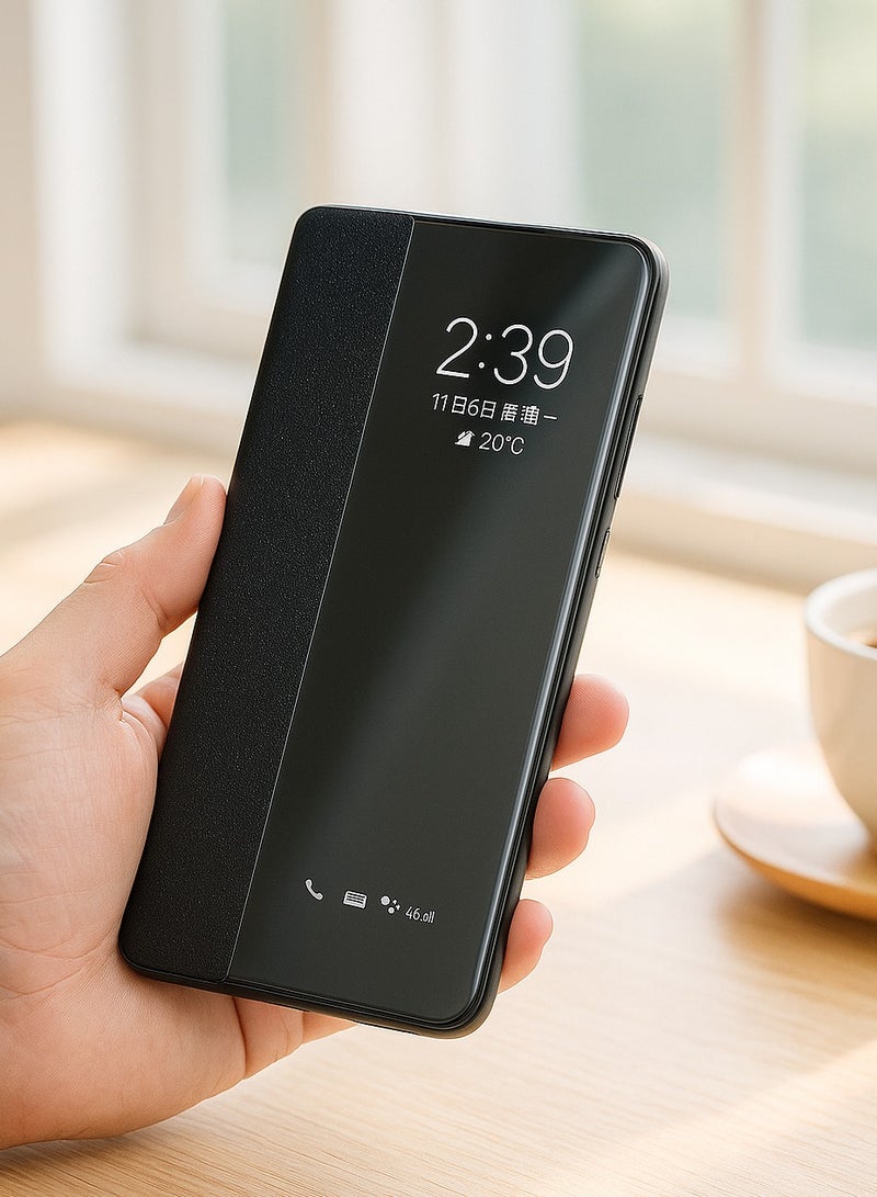 Smart View Flip Case – Full Front & Back Protection, Elegant & Stylish Cover for Honor 400 – Black - Image 1