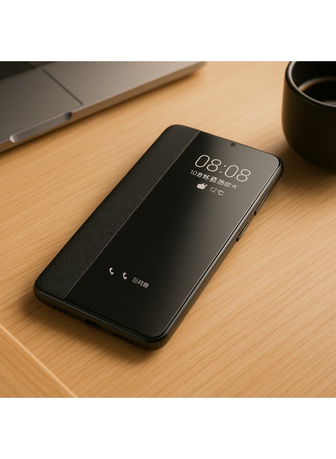 Smart View Flip Case – Full Front & Back Protection, Elegant & Stylish Cover for Honor 400 – Black - Image 3