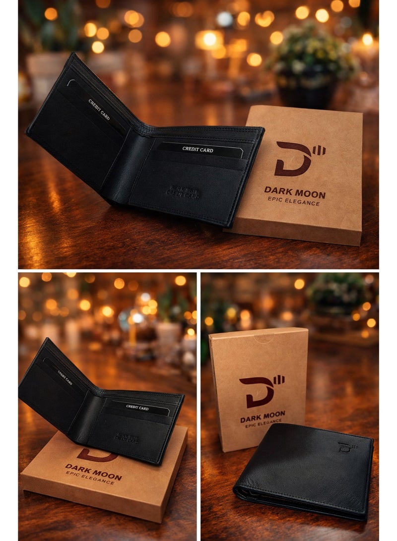 Dark Moon Black Genuine Leather Wallet - Image 1