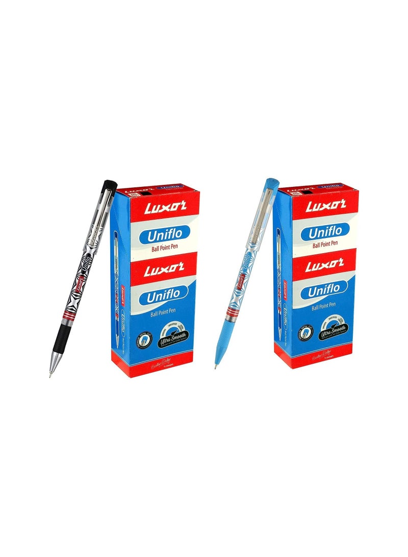 Luxor UNIFLO Ball Pen Blue 20s Box And UNIFLO Ball Pen Black 20s Box - Image 1