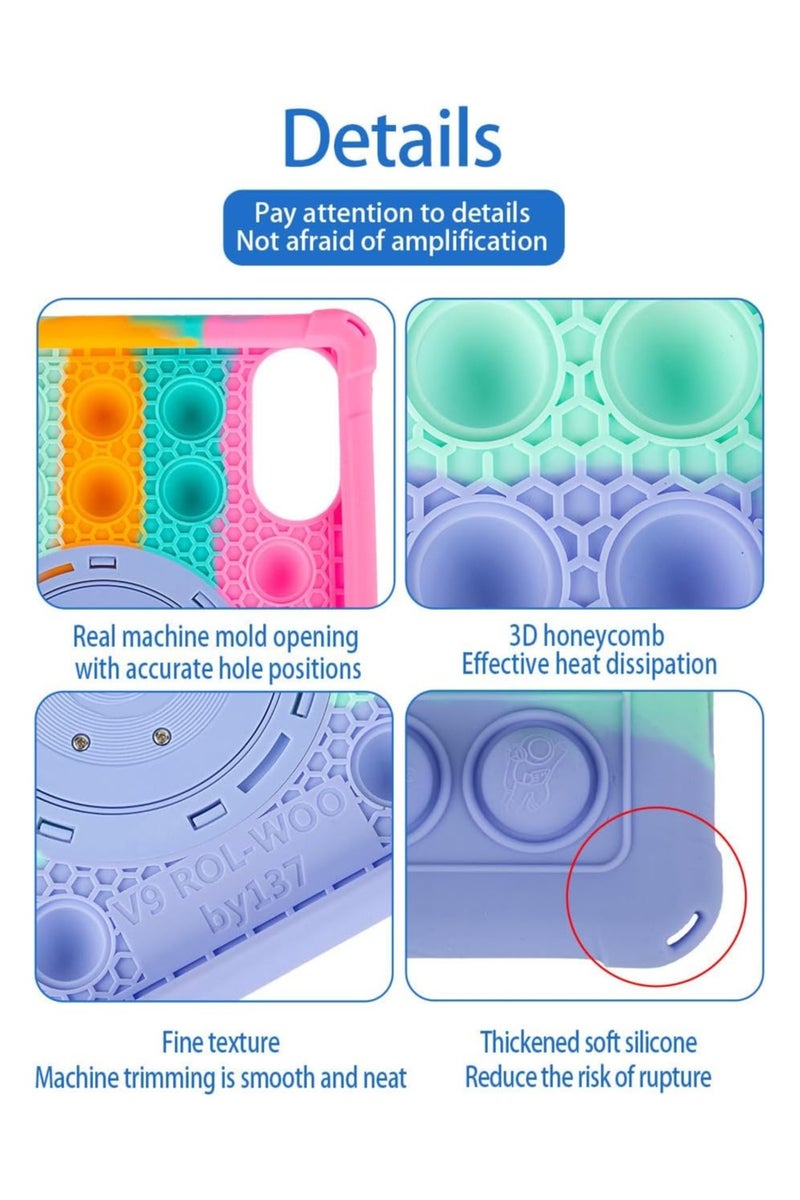 VKL Case Compatible with Honor Pad V9 11.5 inch (ROL-W00/W10) 2025 Kids Soft Silicon 360 Rotating Ring Stand Cover with Should Strap and Pen (Color Pink) - Image 2