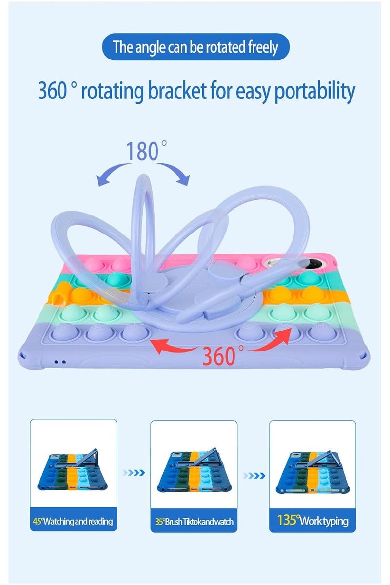 VKL Case Compatible with Honor Pad V9 11.5 inch (ROL-W00/W10) 2025 Kids Soft Silicon 360 Rotating Ring Stand Cover with Should Strap and Pen (Color Pink) - Image 4