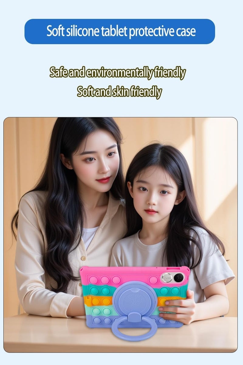 VKL Case Compatible with Honor Pad V9 11.5 inch (ROL-W00/W10) 2025 Kids Soft Silicon 360 Rotating Ring Stand Cover with Should Strap and Pen (Color Pink) - Image 5