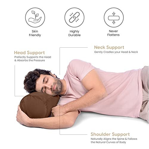 MY ARMOR Memory Foam Orthopedic Large Size Bolster Bed Pillows for Rest and Support, (Brown Velvet Cover, 25" x 9" x 9") - Image 3