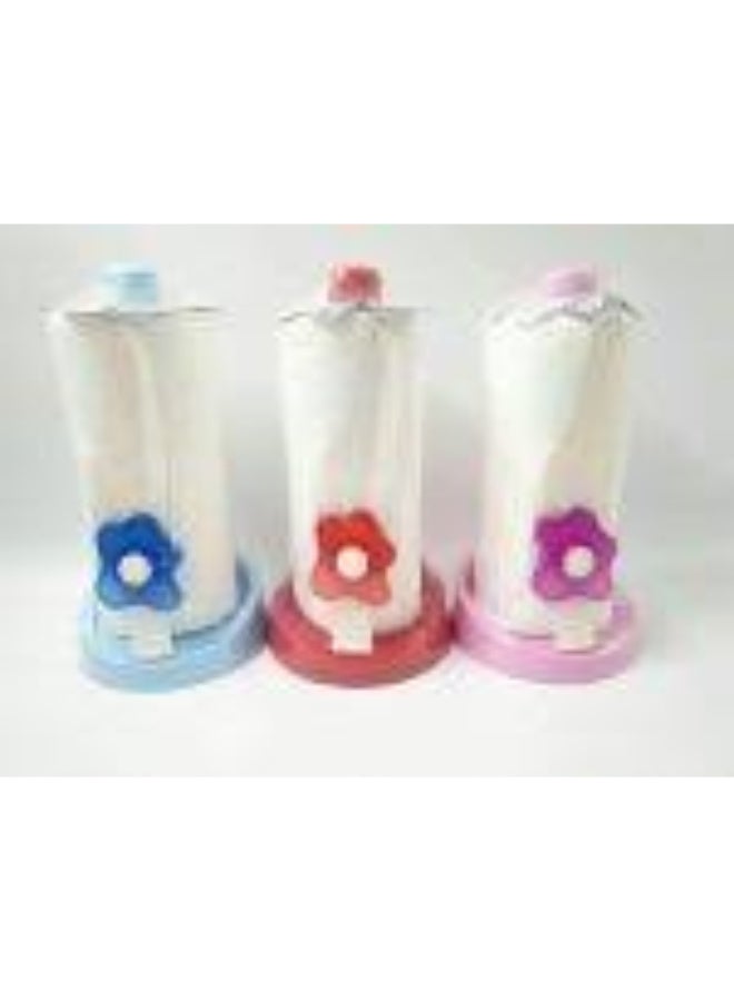 حامل مناديل مطبخ بلاستيكي - بتصميم زهرة وقاعدة تثبيت قوية - Image 3