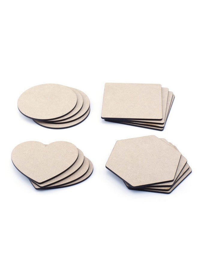 Cliths Set of 32 Blank Wooden MDF Coaster for Craft Painting (4 Pcs in Each Shape), DIY MDF Boards, MDF Cutouts for Art and Craft (4x4 Inch) - Image 3