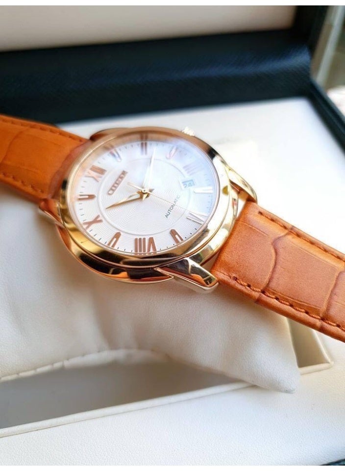 CITIZEN Citizen NB0032-05A Men’s Watch, Automatic Gold-Tone Case White Dial 42mm Case 30M WR Vintage Style  - Image 3