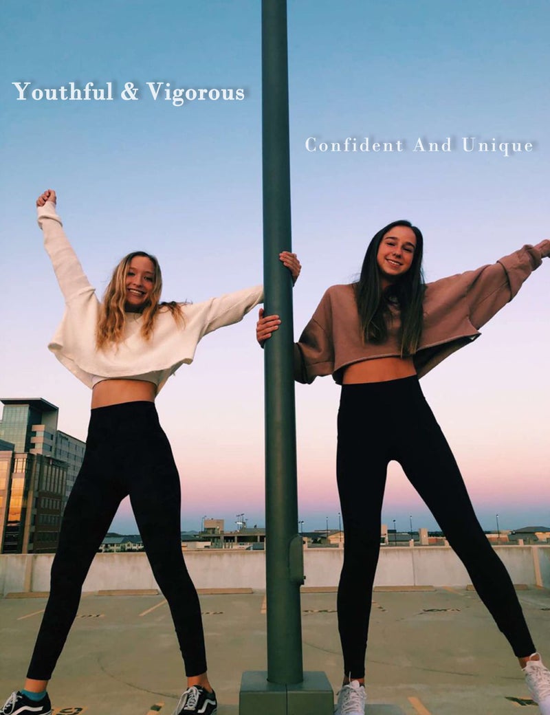 VALANDY Women's Black Leggings High Waisted Tummy Control Stretch Yoga Pants Workout Running Tights Leggings Plus Size(7 Count) - Image 4