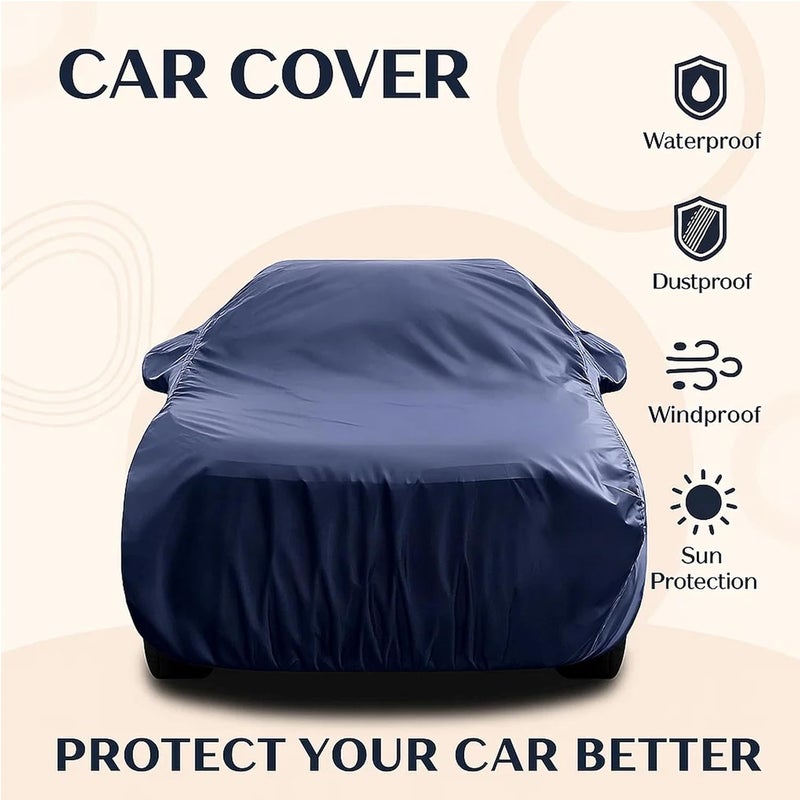 sulfar 100% Water Resistant Car Body Cover Compatible with Mirror for Jeep Compass (Triple Stitched, Full Bottom Elastic, Navy Blue) - Image 2