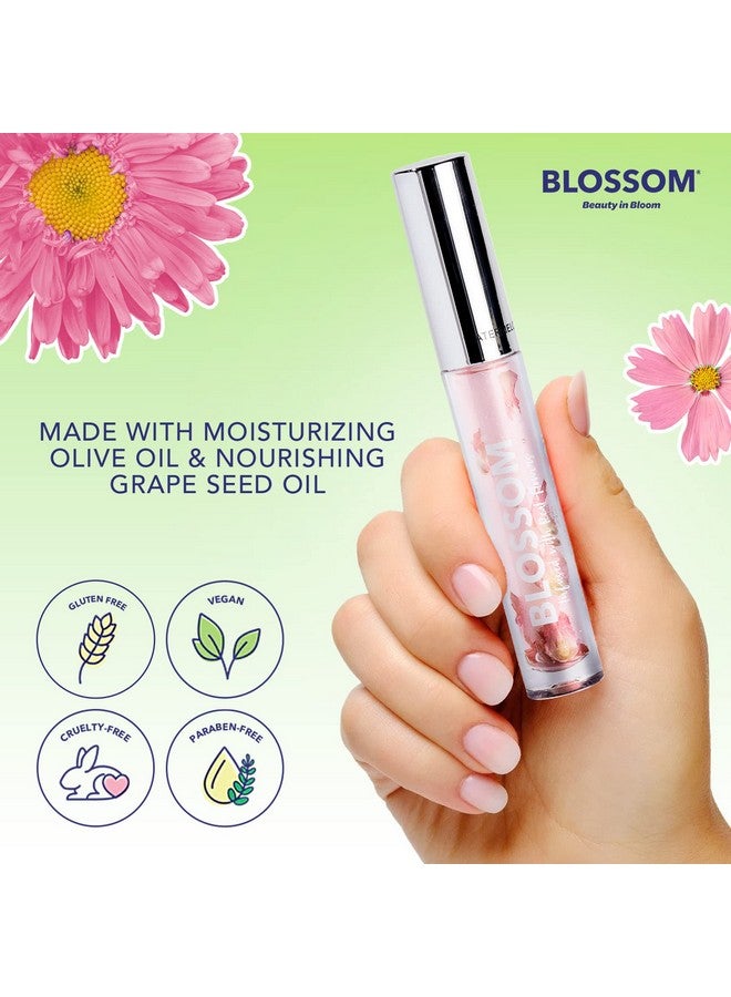 Blossom Moisturizing And Hydrating Shimmer Sparkle Lip Oil With Olive Oil + Grape Seed Oil Infused With Real Flowers 3G Watermelon - Image 4