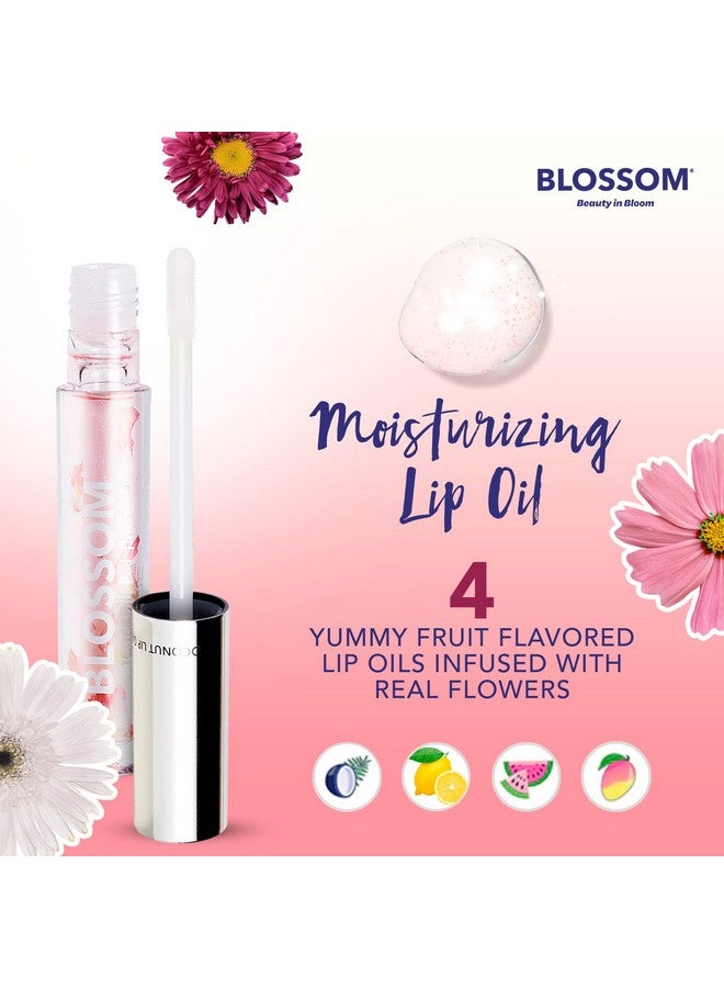Blossom Moisturizing And Hydrating Shimmer Sparkle Lip Oil With Olive Oil + Grape Seed Oil Infused With Real Flowers 3G Watermelon - Image 3