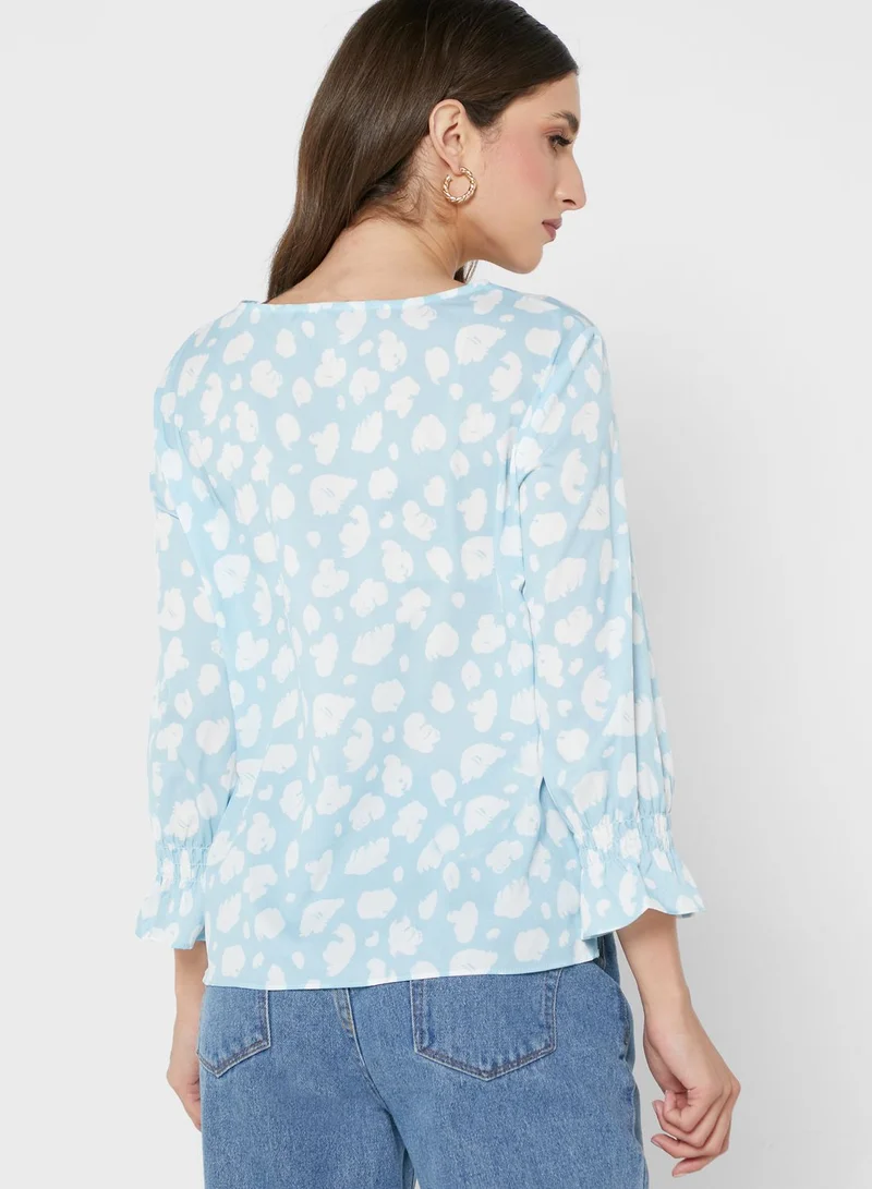 French Connection Flute Sleeve Printed Top