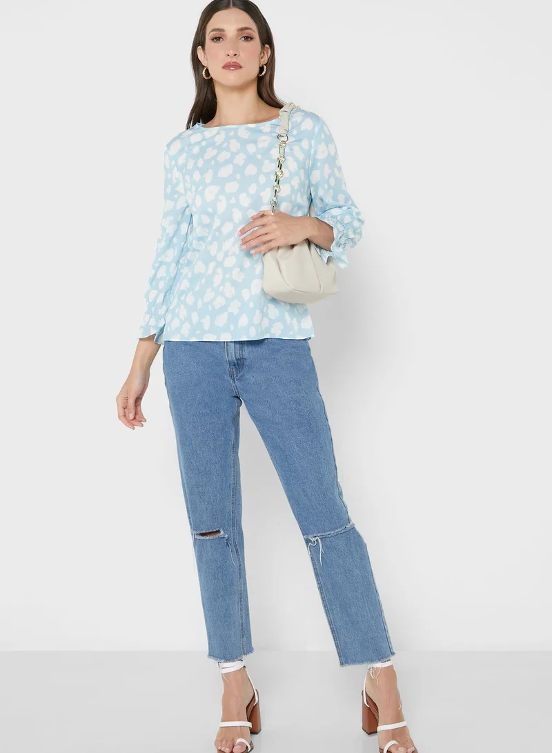French Connection Flute Sleeve Printed Top