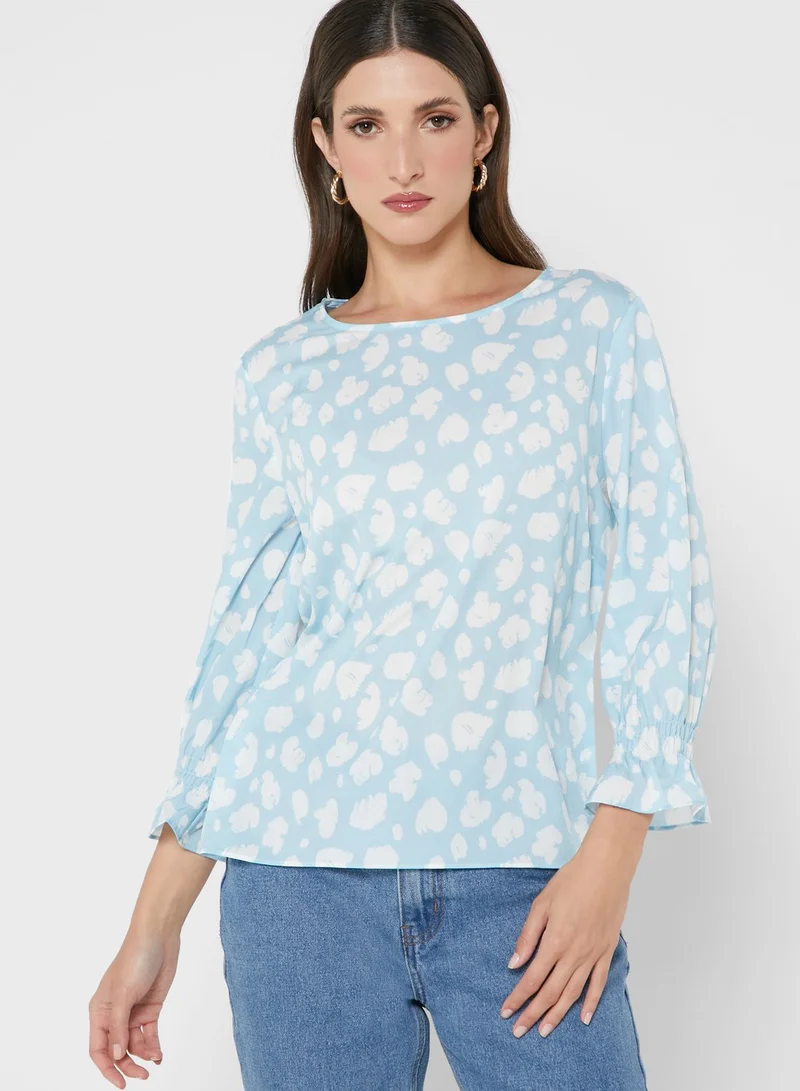 French Connection Flute Sleeve Printed Top