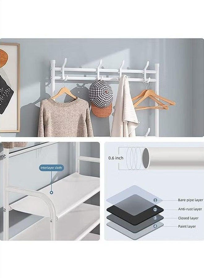 Shoe Rack Multi-Layer Household Floor-To-Ceiling Integrated Coat Rack Integrated Storage Shoe Rack Porch Simple Shoe And Hat Rack Multifunctional Shoe Storage Rack White - Image 3