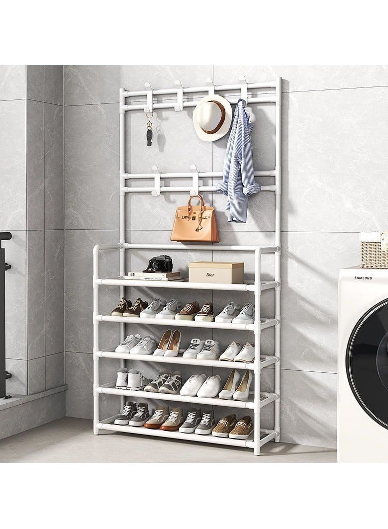 Shoe Rack Multi-Layer Household Floor-To-Ceiling Integrated Coat Rack Integrated Storage Shoe Rack Porch Simple Shoe And Hat Rack Multifunctional Shoe Storage Rack White - Image 5