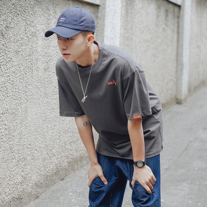 2020 Summer Printed Letter Short-Sleeved T-Shirt Men's Loose Round Neck Half-Sleeved Trendy Brand T-Shirt Casual and Versatile - Image 4