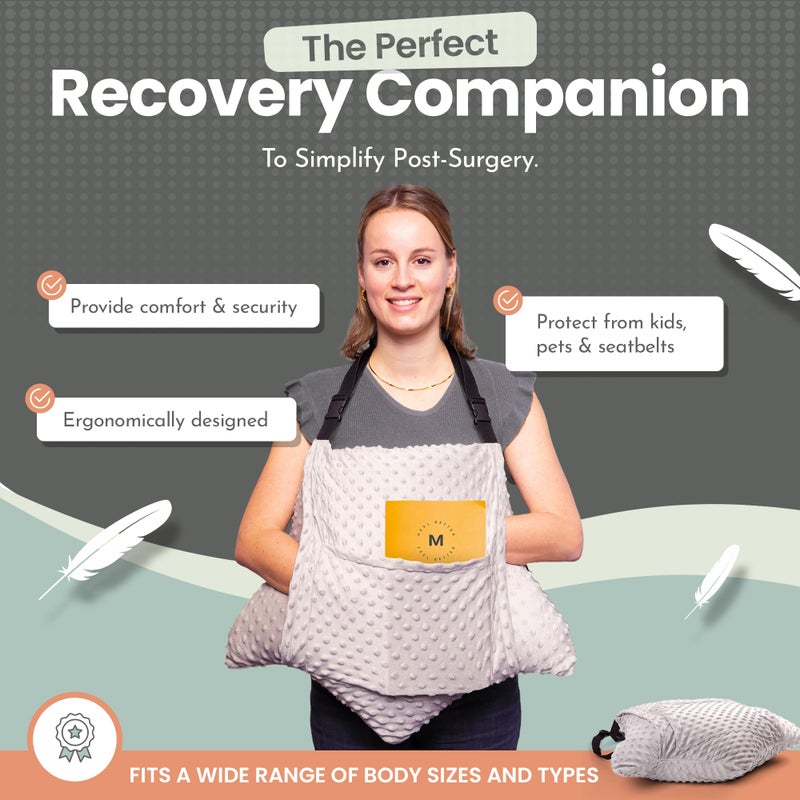 MOYOAMA Hysterectomy Pillow Post Surgery â€“ Form-Fit Support Shield with Secure Straps, 2 Pockets, & Cozy Muff â€“ After Hysterectomy Recovery Must-Haves, Post-Op C-Section Pillow Post Surgery Gifts - Image 2
