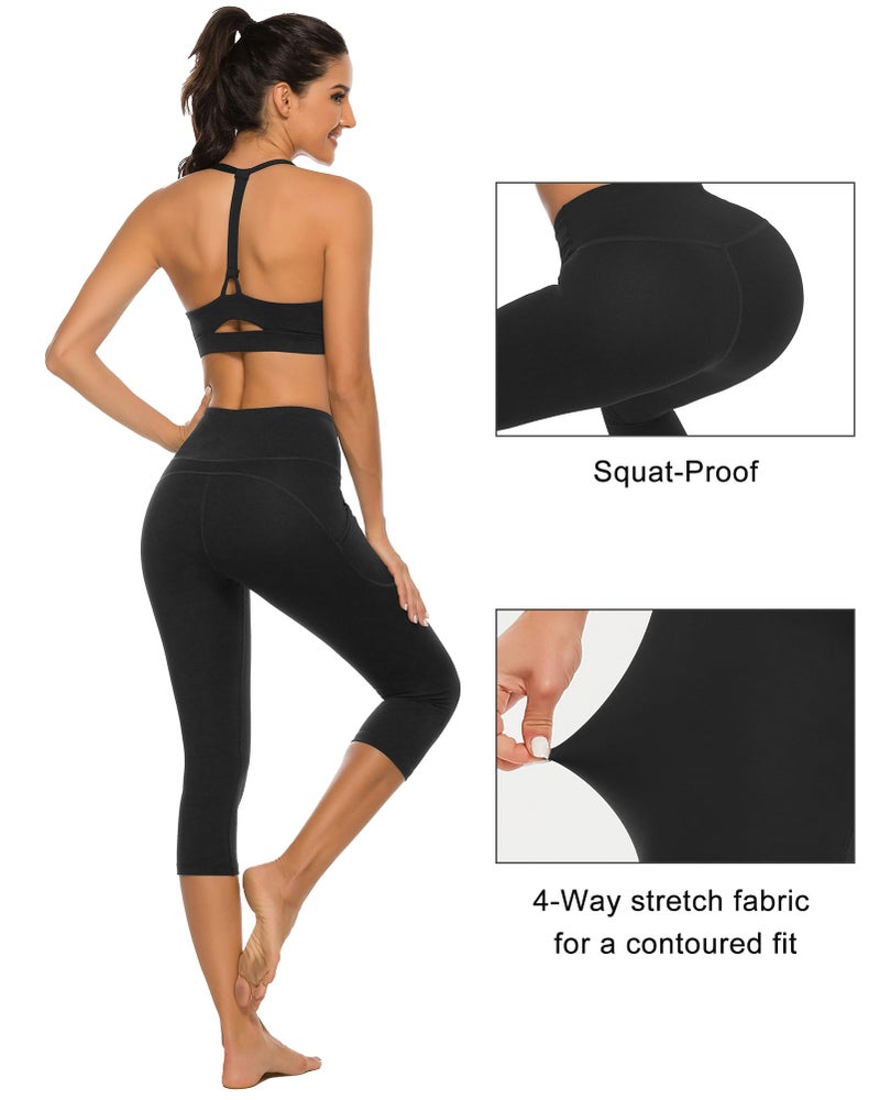Stelle Womens High Waisted Legging Yoga Pants with Pockets for Workout (Cotton Like Softness-Black, Medium) - Image 5