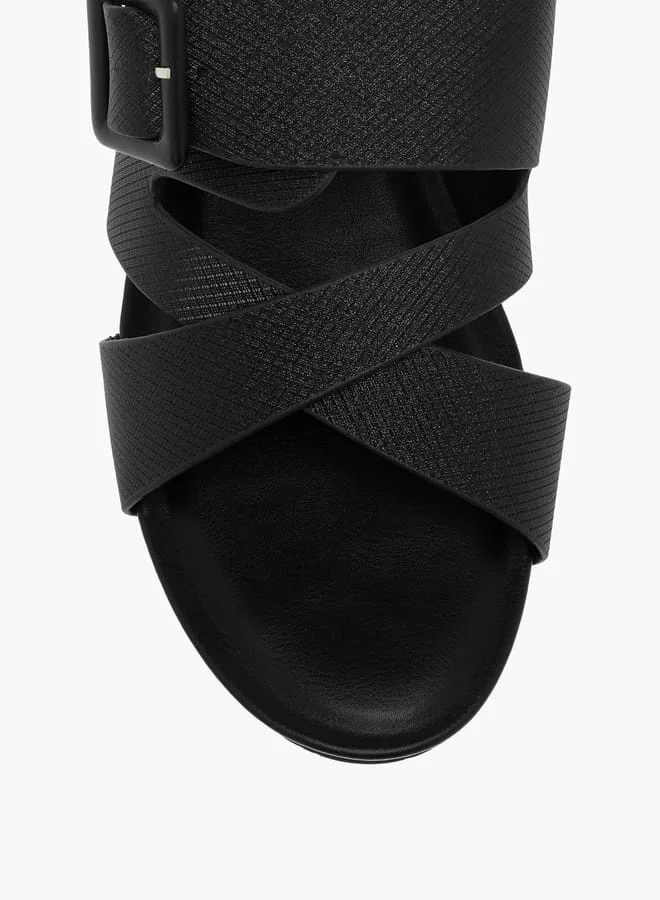Flora Bella By Shoexpress Womens Textured Slip-On Sandals With Wedge Heels