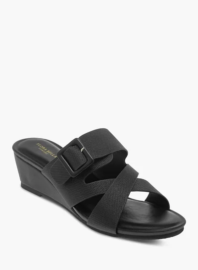 Flora Bella By Shoexpress Womens Textured Slip-On Sandals With Wedge Heels