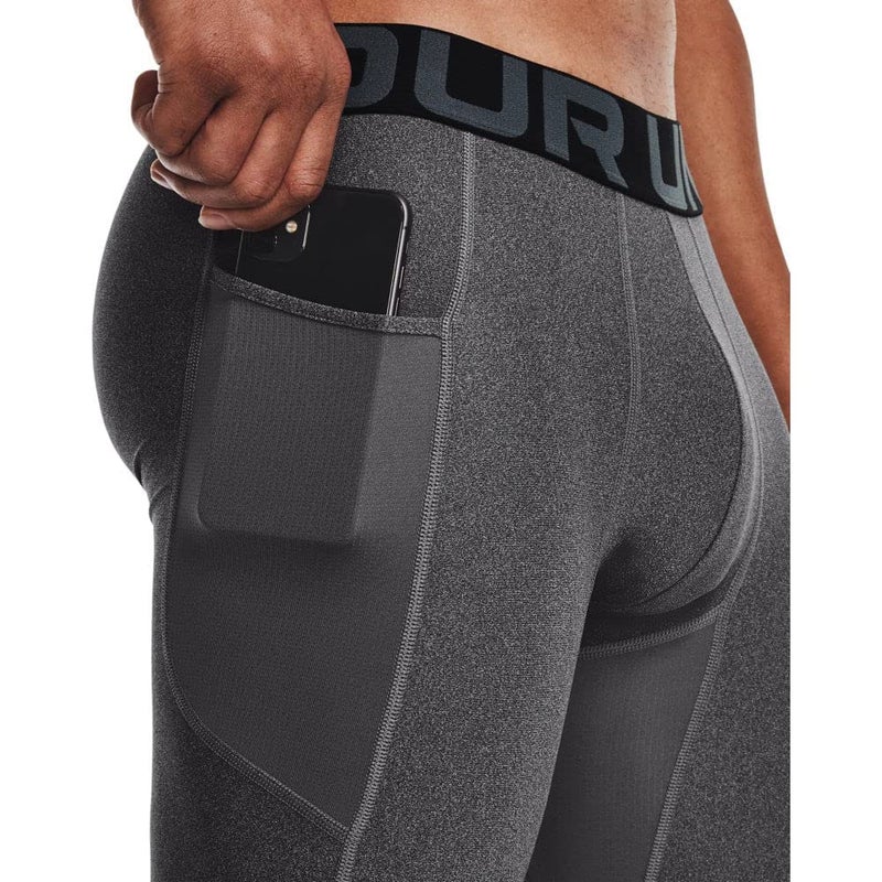 Under Armour Men's Armour HeatGear Compression Shorts, Carbon Heather (090)/Black, Large Tall - Image 2