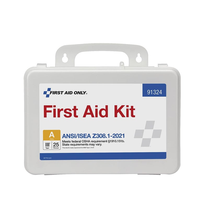 First Aid Only طقم الإسعافات الأولية 91324 متوافق مع ANSI A 2021 و OSHA لعدد 25 شخص طقم إسعافات أولية للطوارئ للأعمال المنزلية والسيارات ومواقع العمل 94 قطعة - Image 1