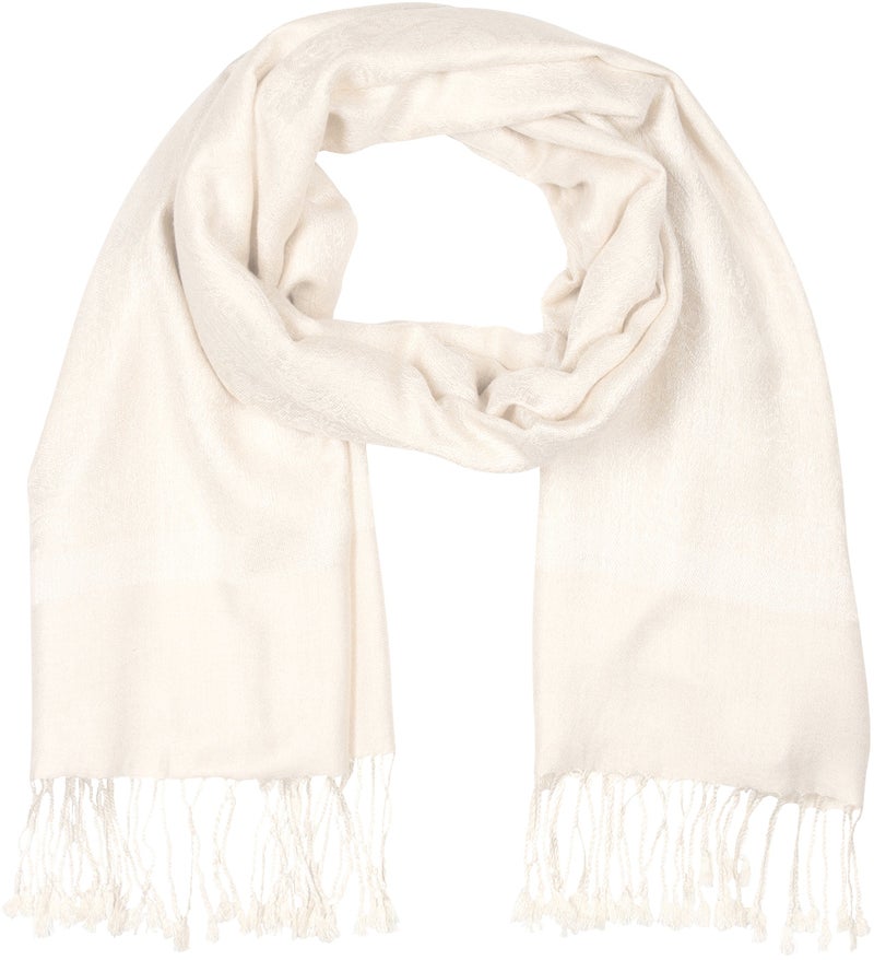 Sakkas Two Tone Vintage Jacquard Paisley Pashmina Shawl Wrap Scarf Stole - Ivory - Image 2