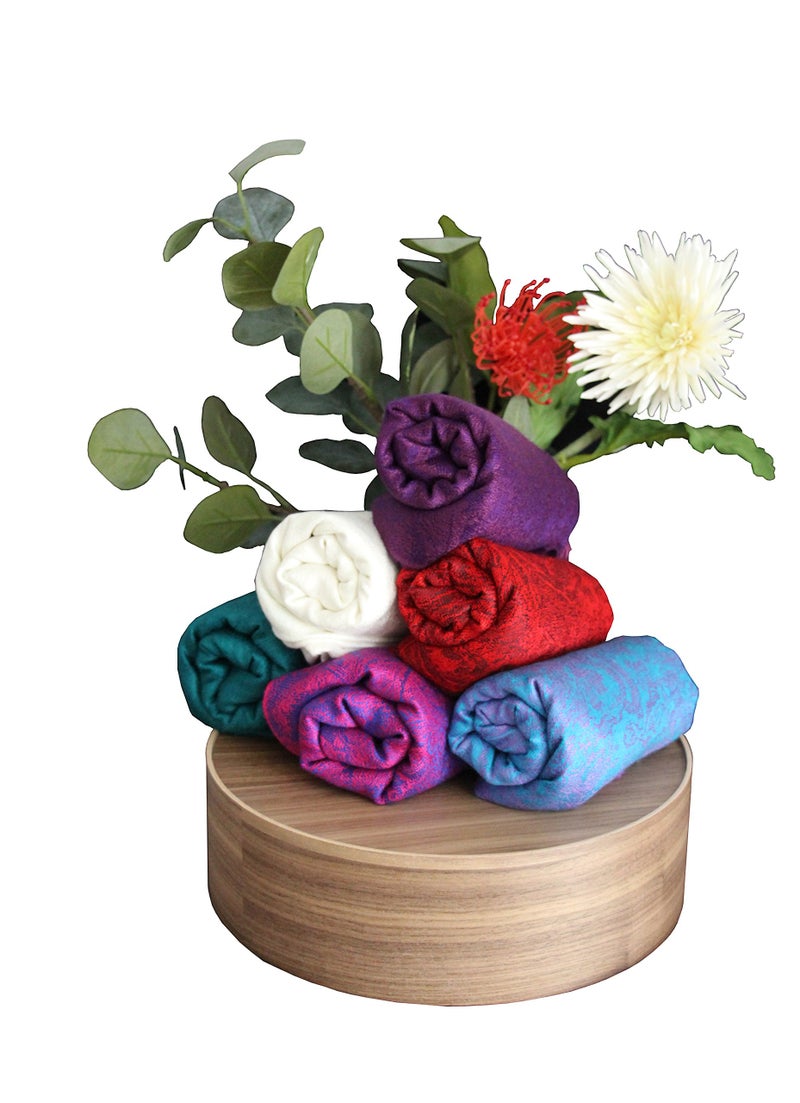 Sakkas Two Tone Vintage Jacquard Paisley Pashmina Shawl Wrap Scarf Stole - Ivory - Image 3