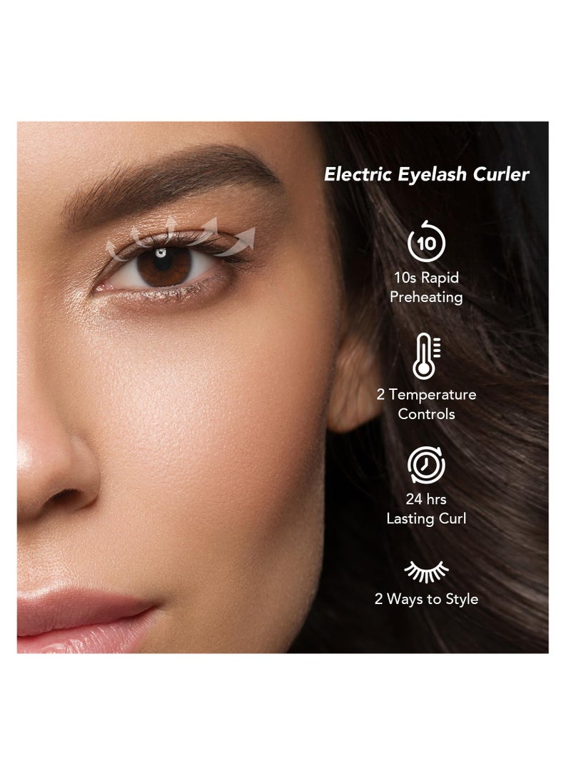 Excefore 2 in 1 Heated Eyelash Curler and Quick Eyebrow Trimmer, Portable Rechargeable Makeup Electric Eyelash Curling, Achieve Naturally Curling Eyes, Pain-Free Eyebrow Trimming, Rechargeable, Gold - Image 3