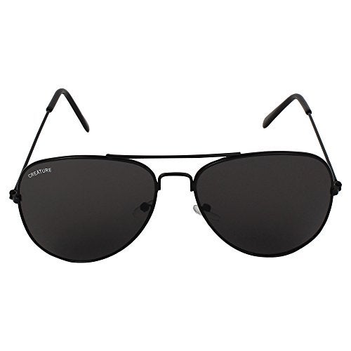 CREATURE Unisex Non Polarization Aviator Sunglasses Black Frame, Black Lens (M) - Pack Of 1 - Image 3