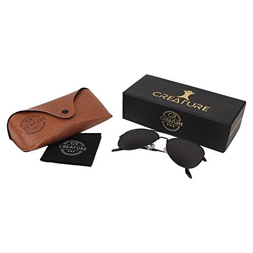 CREATURE Unisex Non Polarization Aviator Sunglasses Black Frame, Black Lens (M) - Pack Of 1 - Image 2