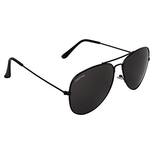 CREATURE Unisex Non Polarization Aviator Sunglasses Black Frame, Black Lens (M) - Pack Of 1 - Image 1