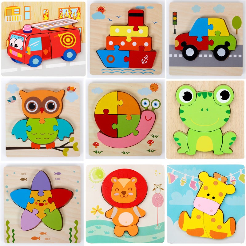 Popular Wooden 3D Wooden Board Kidsren'S Matching Puzzle Toddler Enlightenment Building Blocks Educational Toys - Image 2