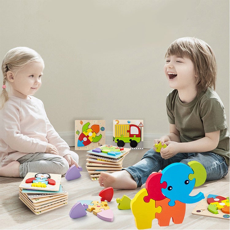 Popular Wooden 3D Wooden Board Kidsren'S Matching Puzzle Toddler Enlightenment Building Blocks Educational Toys - Image 3