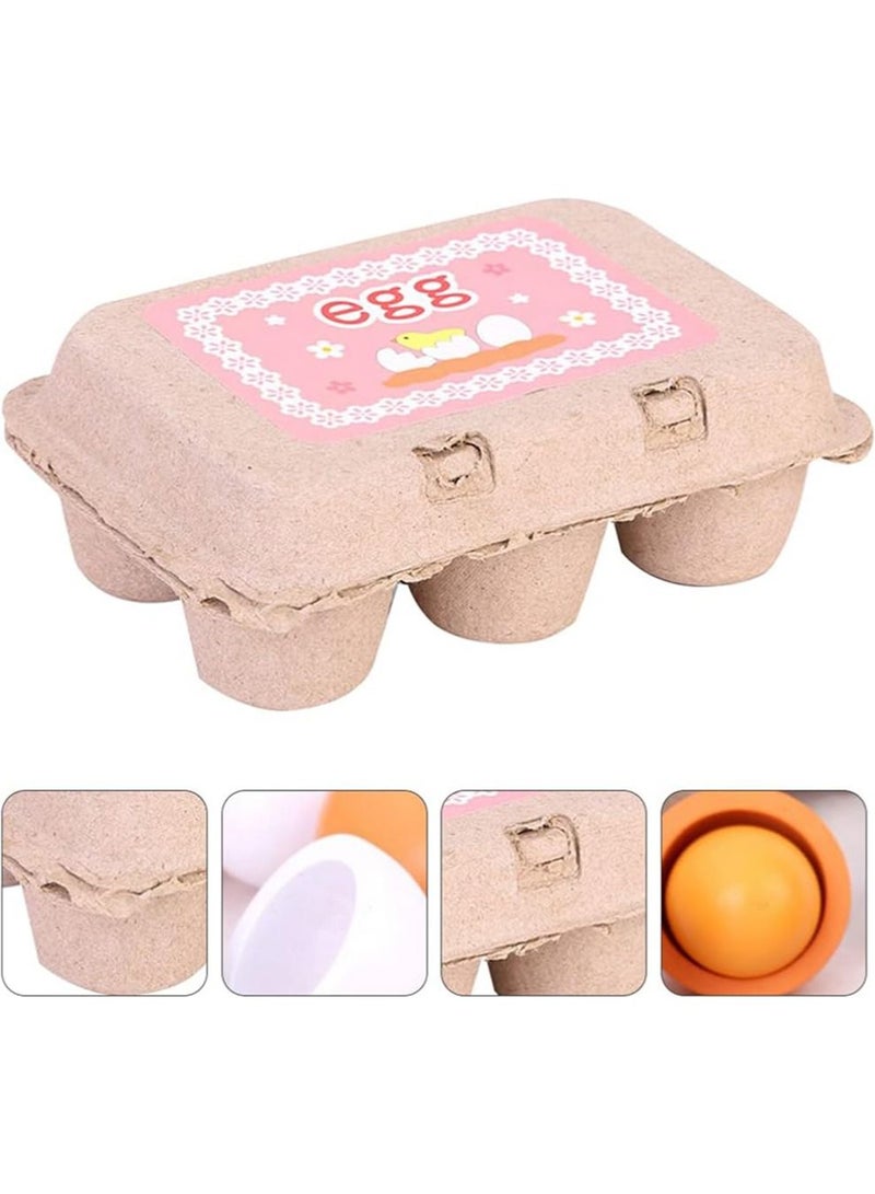 6-Piece Portable Wooden Eggs Toy Set, Cooking Kitchen Pretend Play Food Set, Developmental Toys Playset for Early Learning - Image 1