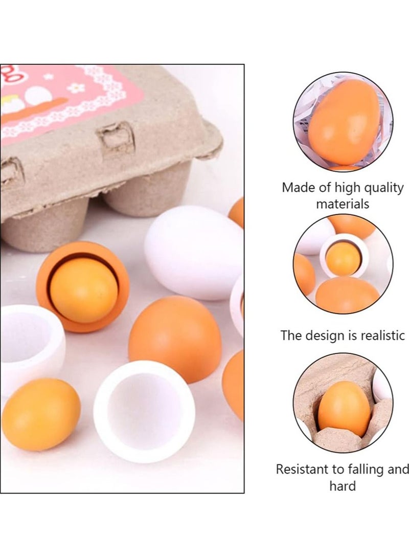 6-Piece Portable Wooden Eggs Toy Set, Cooking Kitchen Pretend Play Food Set, Developmental Toys Playset for Early Learning - Image 2