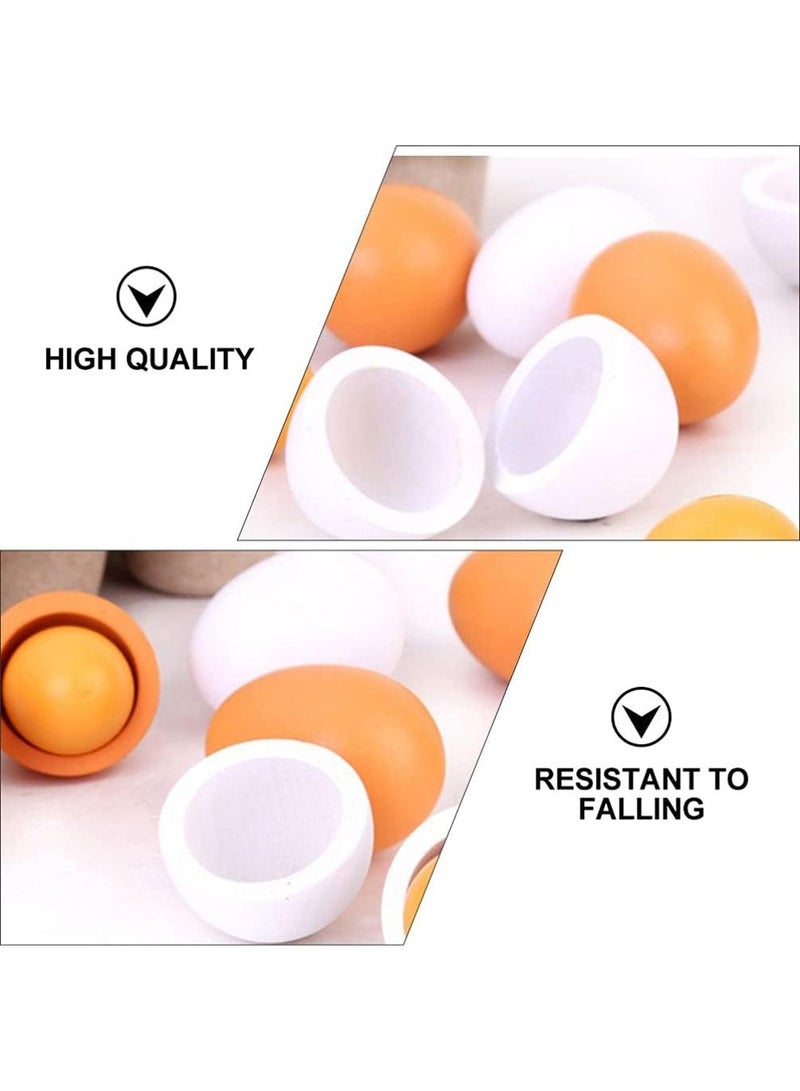 6-Piece Portable Wooden Eggs Toy Set, Cooking Kitchen Pretend Play Food Set, Developmental Toys Playset for Early Learning - Image 3
