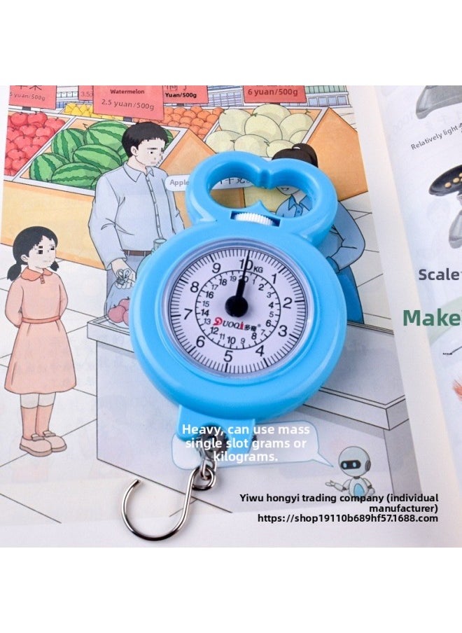 null - Children's Portable Scale Primary School Students Second Grade Second Volume Mathematics Balance Scale Teaching Aid Mini Spring Scale Portable Hook Scale-Specification:✅Square Pallet Scale 5kg + Balance Scale [enlarged Upgraded Version] + Portable Scale [blue] - Image 1