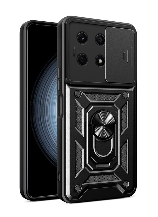 Generic Case for Huawei Honor X7C with Sliding Camera Cover, Kickstand, PC+TPU Dual-Layer,Black  - Image 1