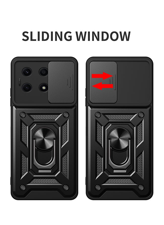 Generic Case for Huawei Honor X7C with Sliding Camera Cover, Kickstand, PC+TPU Dual-Layer,Black  - Image 2