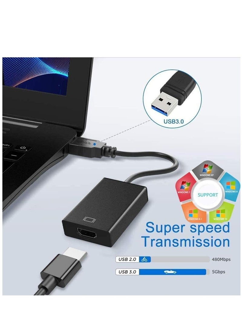Ntech USB to HDMI Adapter, USB 3.0 / 2.0 to HDMI 1080P Full HD Video Audio Multi Monitor Converter Adaptor for PC Laptop Projector HDTV Compatible with Windows XP 7/8/8.1/10 (NO MAC & VISTA) - Image 5