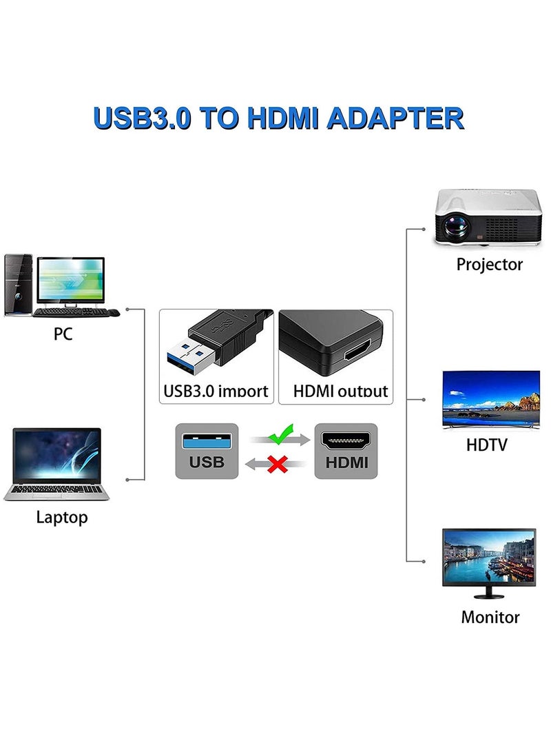 Ntech USB to HDMI Adapter, USB 3.0 / 2.0 to HDMI 1080P Full HD Video Audio Multi Monitor Converter Adaptor for PC Laptop Projector HDTV Compatible with Windows XP 7/8/8.1/10 (NO MAC & VISTA) - Image 4