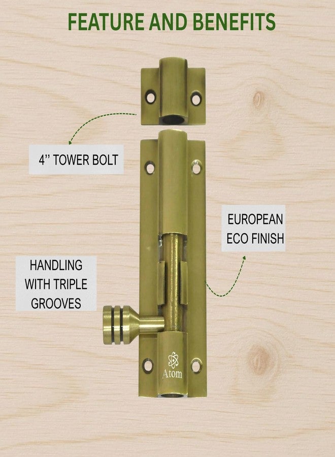 Atom 4 inch Aluminium Tower Bolt | Antique Finish | Home and Offices Doors and Windows Tower Bolt, TB001, Pack of 4 - Image 5