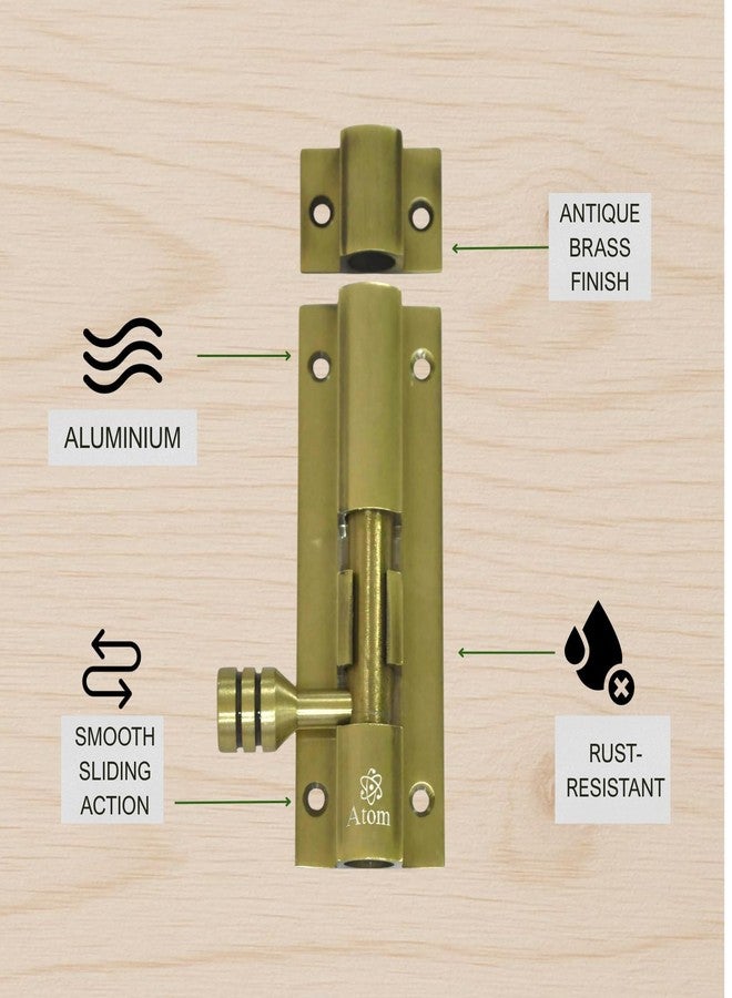 Atom 4 inch Aluminium Tower Bolt | Antique Finish | Home and Offices Doors and Windows Tower Bolt, TB001, Pack of 4 - Image 3